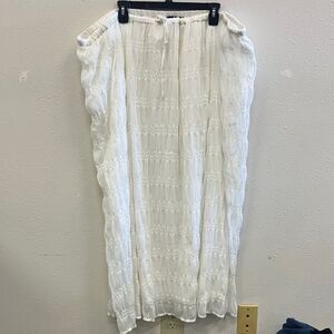 ELOQII Elegant White Textured Maxi Skirt Lined boho coastal cowgirl #734